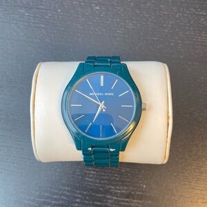 Michael Kors Women's Slim Runway Blue Dial Blue Stainless Steel Watch